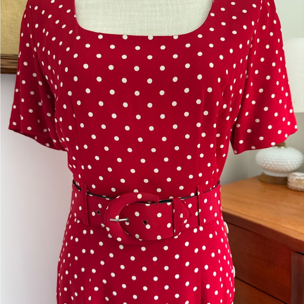 80s Red Polka Dot dress with Belt